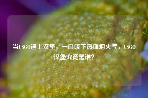 当CSGO遇上汉堡,一口咬下热血烟火气,CSGO汉堡究竟是谁?