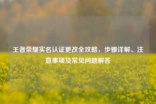 王者荣耀实名认证更改全攻略,步骤详解、注意事项及常见问题解答
