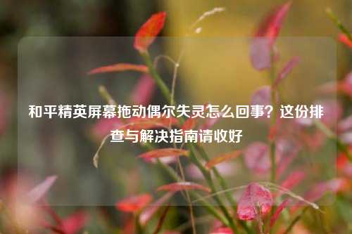 和平精英屏幕拖动偶尔失灵怎么回事？这份排查与解决指南请收好