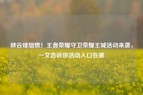 峡谷烽烟燃!王者荣耀守卫荣耀王城活动来袭,一文告诉你活动入口在哪