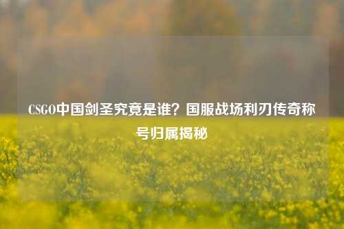 CSGO中国剑圣究竟是谁?国服战场利刃传奇称号归属揭秘