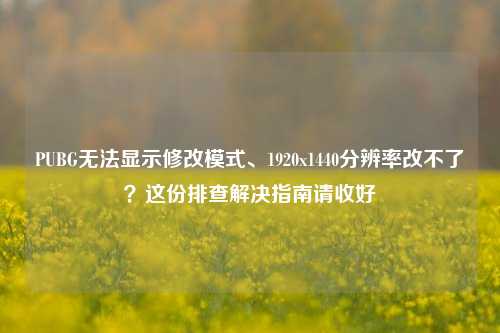 PUBG无法显示修改模式、1920x1440分辨率改不了？这份排查解决指南请收好