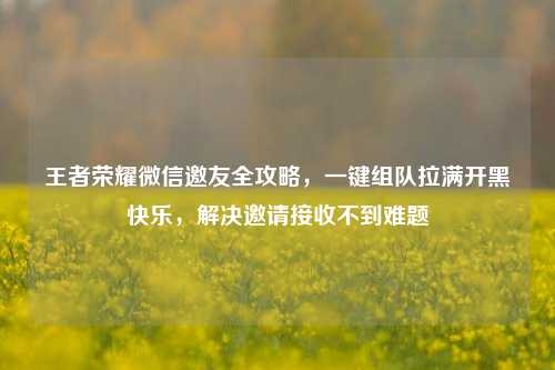 王者荣耀微信邀友全攻略,一键组队拉满开黑快乐,解决邀请接收不到难题