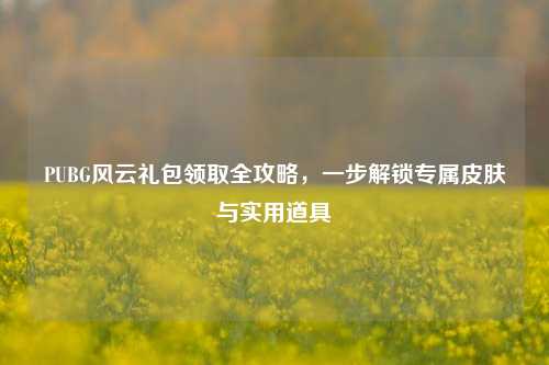 PUBG风云礼包领取全攻略,一步解锁专属皮肤与实用道具