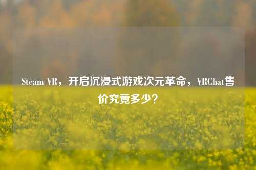 Steam VR,开启沉浸式游戏次元革命,VRChat售价究竟多少?