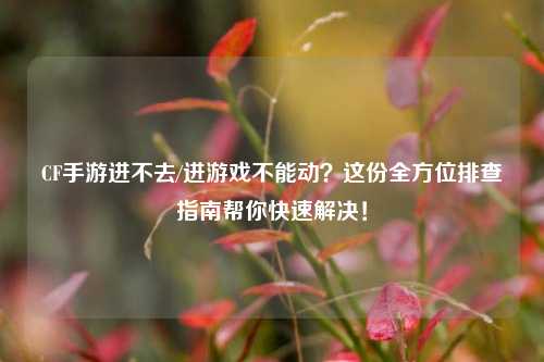 CF手游进不去/进游戏不能动？这份全方位排查指南帮你快速解决！