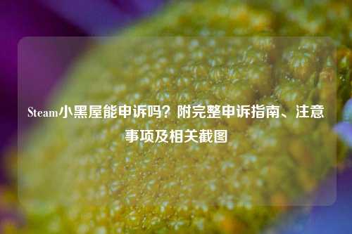 Steam小黑屋能申诉吗?附完整申诉指南、注意事项及相关截图