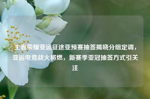 王者荣耀亚运征途亚预赛抽签揭晓分组定调，亚运电竞战火将燃，新赛季亚冠抽签方式引关注