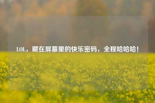 LOL,藏在屏幕里的快乐密码,全程哈哈哈!