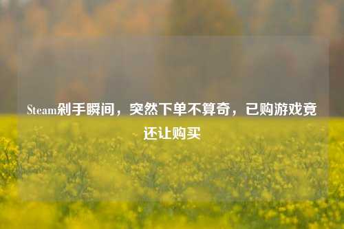 Steam剁手瞬间,突然下单不算奇,已购游戏竟还让购买