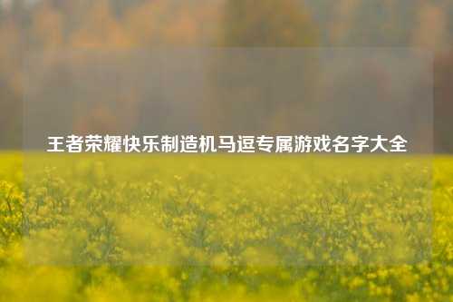 王者荣耀快乐制造机马逗专属游戏名字大全