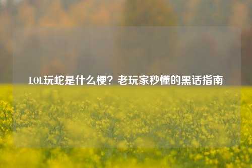 LOL玩蛇是什么梗?老玩家秒懂的黑话指南