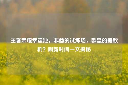 王者荣耀幸运池,非酋的试炼场,欧皇的提款机?刷新时间一文揭秘