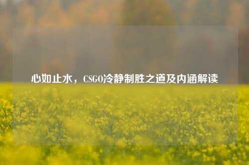 心如止水，CSGO冷静制胜之道及内涵解读