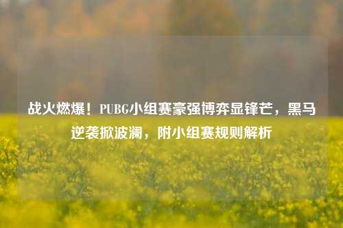 战火燃爆!PUBG小组赛豪强博弈显锋芒,黑马逆袭掀波澜,附小组赛规则解析