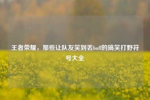 王者荣耀,那些让队友笑到丢buff的搞笑打野符号大全