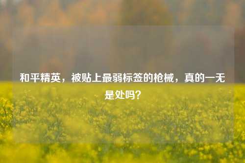 和平精英,被贴上最弱标签的枪械,真的一无是处吗?