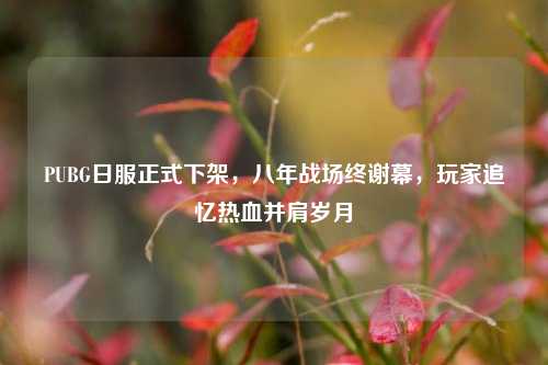 PUBG日服正式下架，八年战场终谢幕，玩家追忆热血并肩岁月