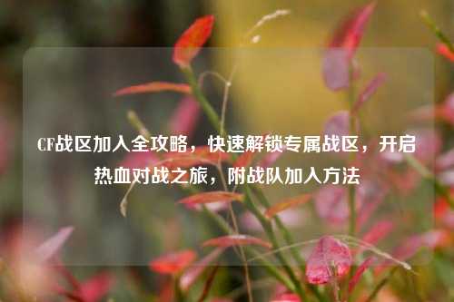CF战区加入全攻略，快速解锁专属战区，开启热血对战之旅，附战队加入方法
