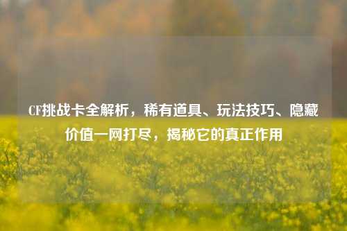 CF挑战卡全解析，稀有道具、玩法技巧、隐藏价值一网打尽，揭秘它的真正作用