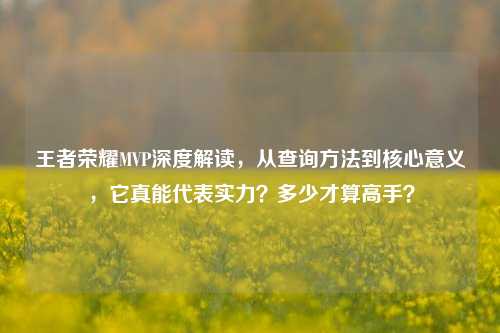 王者荣耀MVP深度解读,从查询方法到核心意义,它真能代表实力?多少才算高手?