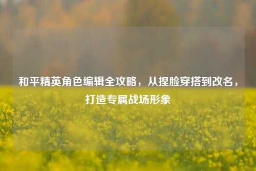 和平精英角色编辑全攻略,从捏脸穿搭到改名,打造专属战场形象