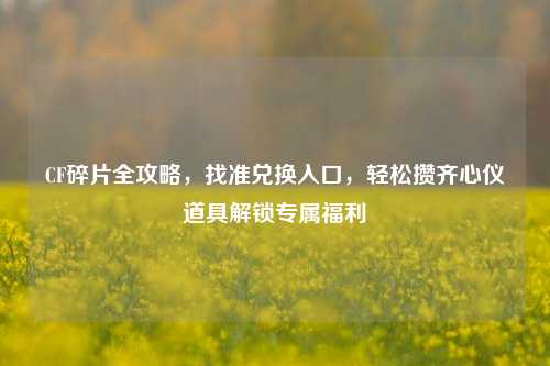 CF碎片全攻略,找准兑换入口,轻松攒齐心仪道具解锁专属福利