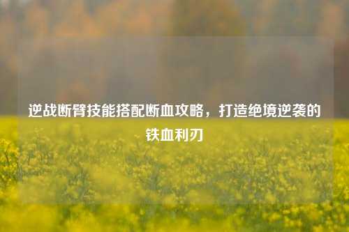 逆战断臂技能搭配断血攻略,打造绝境逆袭的铁血利刃