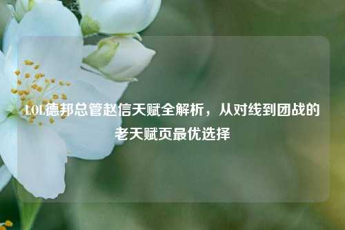 LOL德邦总管赵信天赋全解析,从对线到团战的老天赋页最优选择