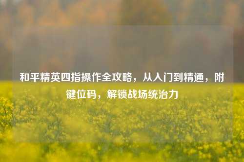 和平精英四指操作全攻略,从入门到精通,附键位码,解锁战场统治力