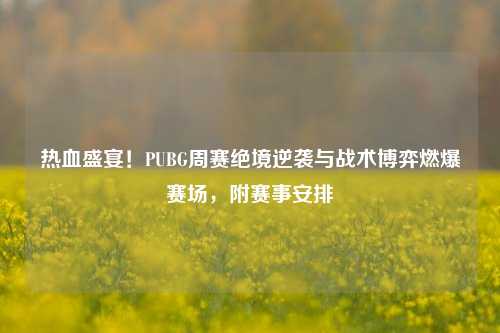 热血盛宴！PUBG周赛绝境逆袭与战术博弈燃爆赛场，附赛事安排