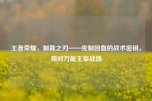 王者荣耀,制裁之刃——克制回血的战术密钥,用对方能主宰战场