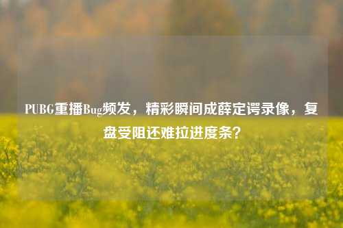 PUBG重播Bug频发,精彩瞬间成薛定谔录像,复盘受阻还难拉进度条?