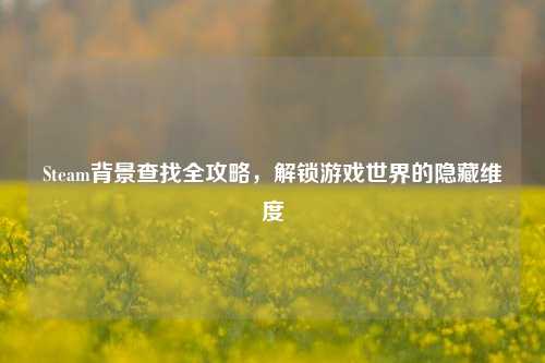 Steam背景查找全攻略,解锁游戏世界的隐藏维度