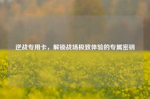 逆战专用卡，解锁战场极致体验的专属密钥