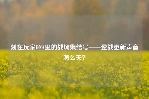 刻在玩家DNA里的战场集结号——逆战更新声音怎么关？