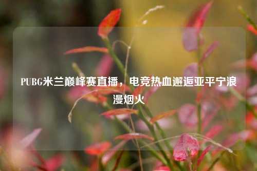 PUBG米兰巅峰赛直播，电竞热血邂逅亚平宁浪漫烟火