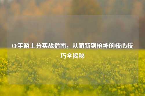 CF手游上分实战指南,从萌新到枪神的核心技巧全揭秘