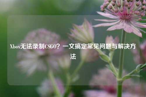 Xbox无法录制CSGO?一文搞定常见问题与解决方法