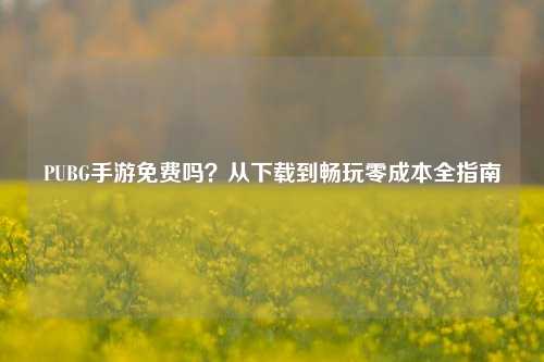 PUBG手游免费吗？从下载到畅玩零成本全指南