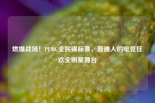 燃爆战场！PUBG全民锦标赛，普通人的电竞狂欢全明星舞台