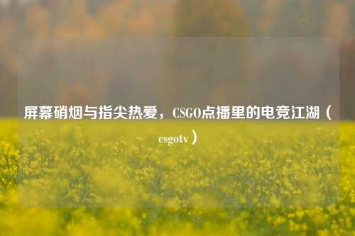 屏幕硝烟与指尖热爱,CSGO点播里的电竞江湖(csgotv)